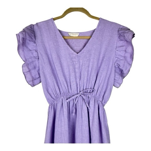 Mimü Madrid | 100% Linen Lavender Tiered Dress | Size Small - Picture 2 of 5